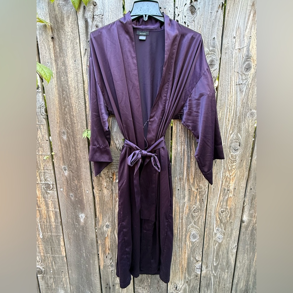 Natori Deep Purple Silky Long Robe Women’s Size Extra Small